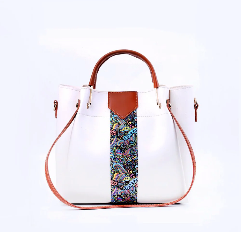 Delicacy 4 Pcs Handbag Set – White, Pink & Stone Grey