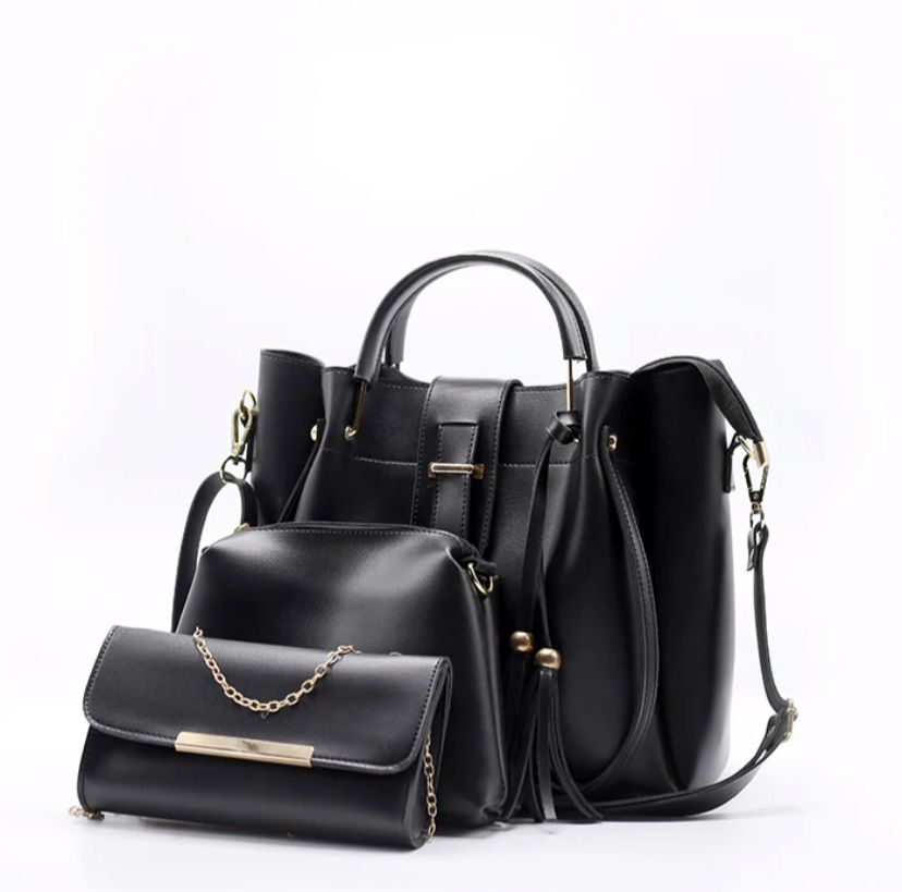 QUEEN 3 PCS BLACK HANDBAG