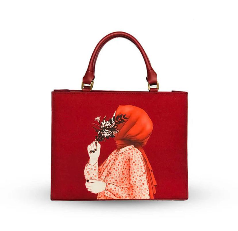 HIJAB GIRL RED CANVAS TOTE BAG