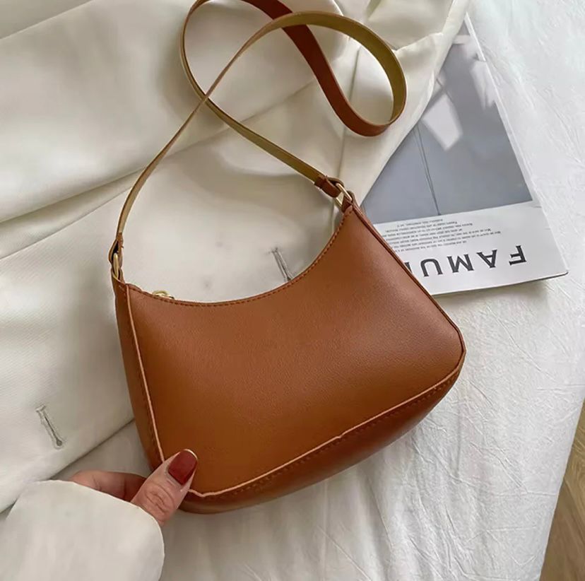 BROWN HALF MOON CROSSBODY BAG