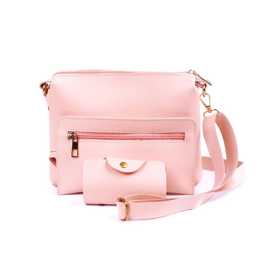 Delicacy 4 Pcs Handbag Set – White, Pink & Stone Grey