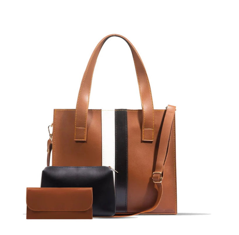 BLEND 3 PCS BROWN TOTE BAG