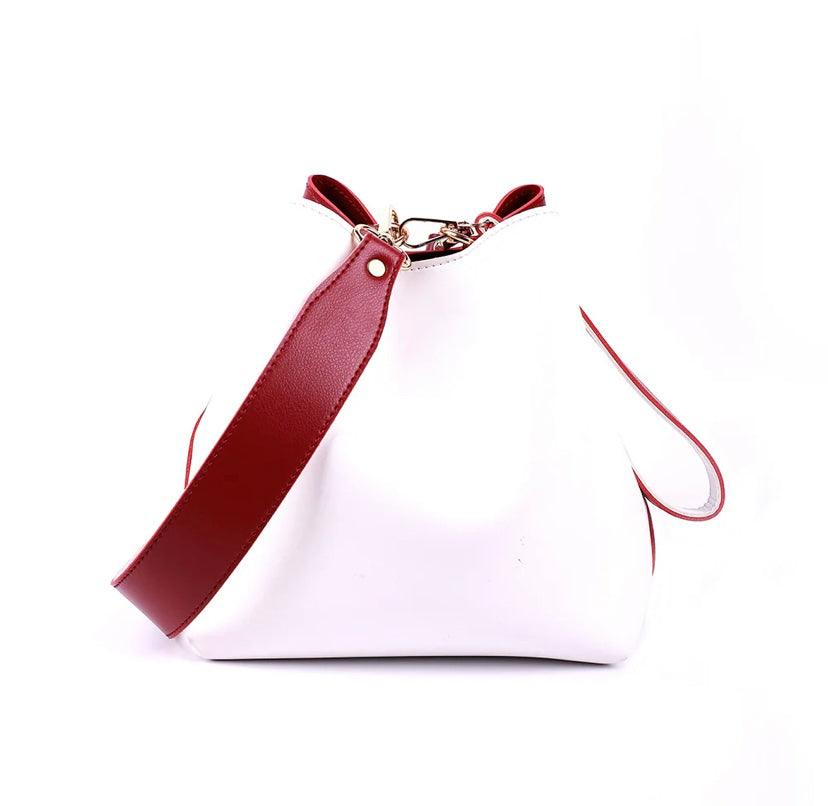 POTLI MAROON AND WHITE BAG