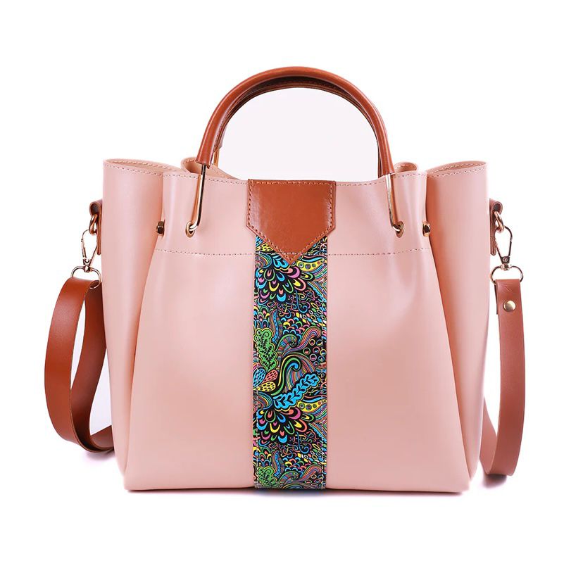 Delicacy 4 Pcs Handbag Set – White, Pink & Stone Grey