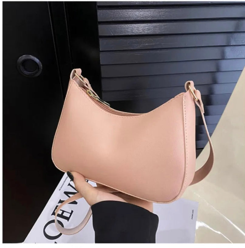 PINK HALF MOON CROSSBODY BAG