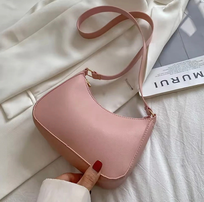 PINK HALF MOON CROSSBODY BAG