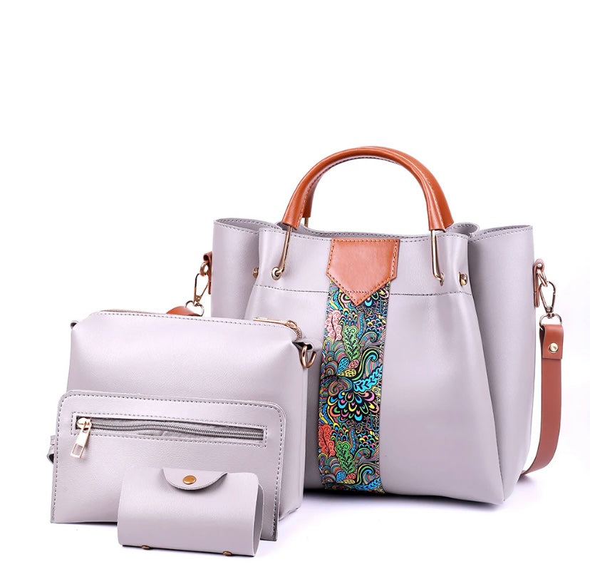 DELICACY 4 PCS STONE GREY HANDBAG