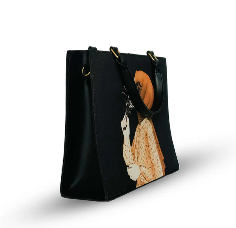 HIJAB GIRL BLACK CANVAS TOTE BAG