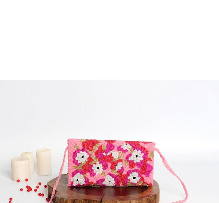 Hibiscus clutch/ hands embroidered