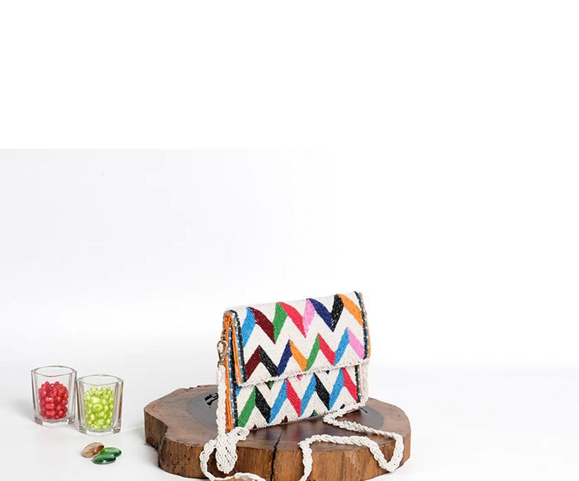 Multi zigzag clutch / hand embroidered