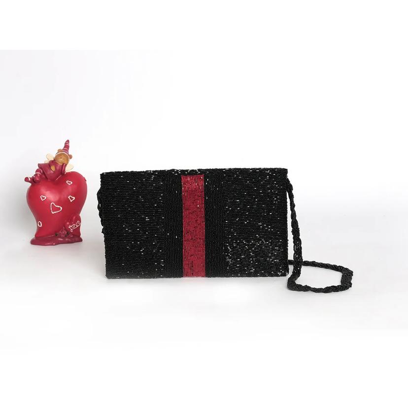Caroline Bee / handembriodered clutch black