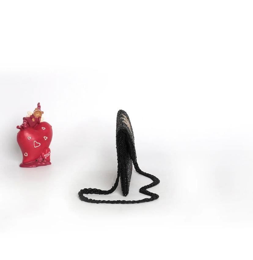 Caroline Bee / handembriodered clutch black