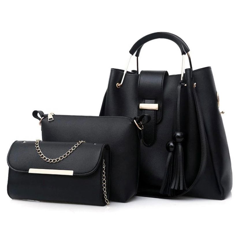 QUEEN 3 PCS BLACK HANDBAG