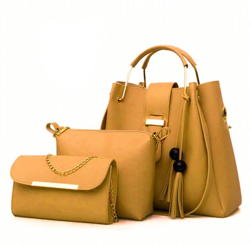 QUEEN 3 PCS MUSTARD HANDBAG