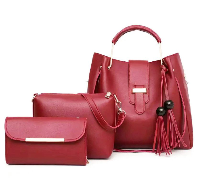 QUEEN 3 PCS MAROON HANDBA