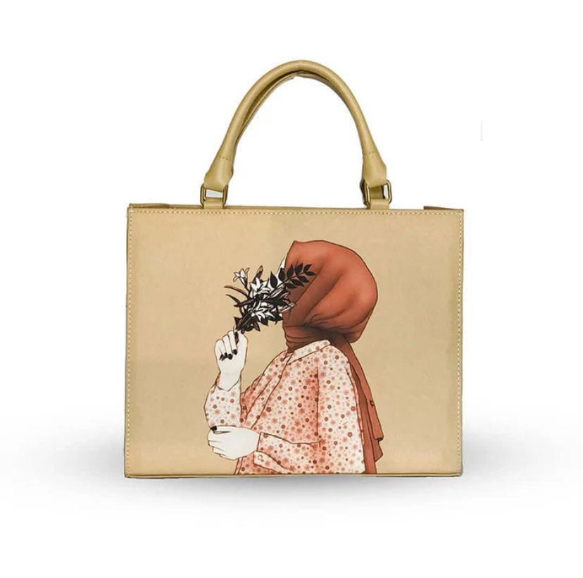HIJAB GIRL BEIGE CANVAS TOTE BAG