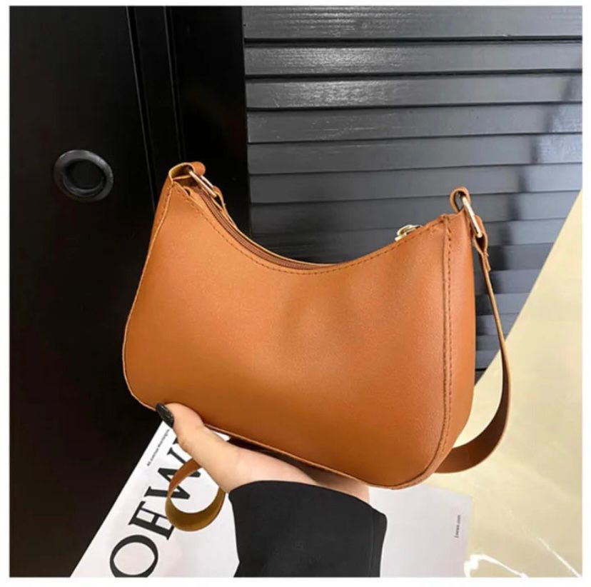 BROWN HALF MOON CROSSBODY BAG