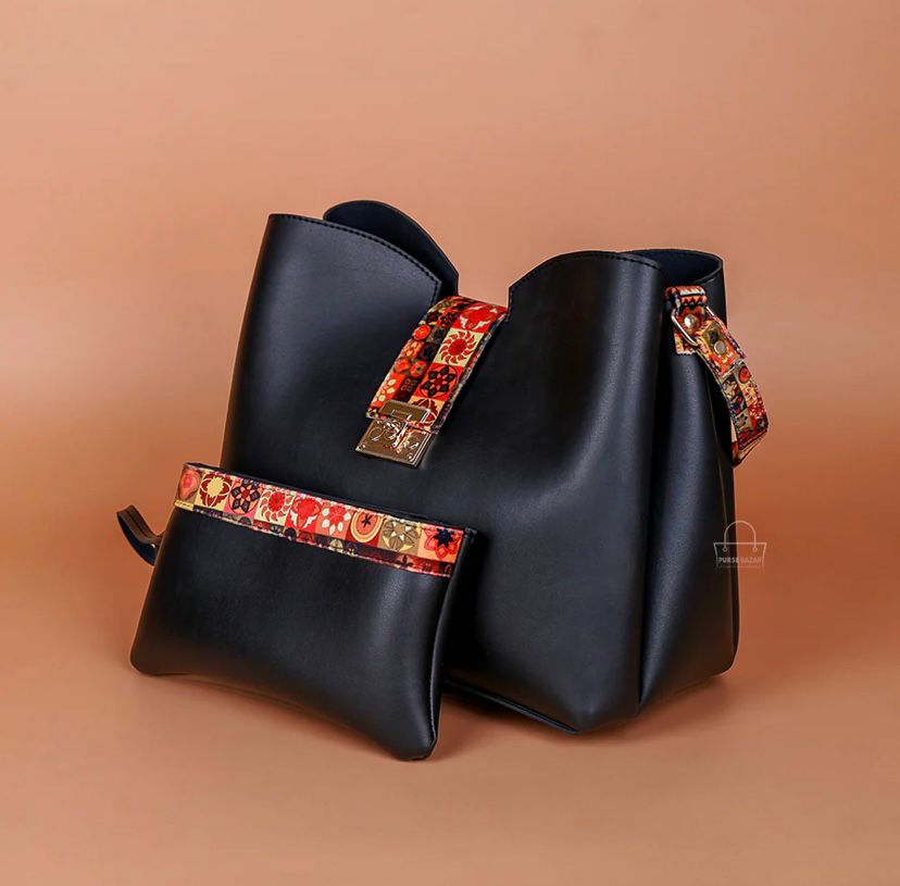 CLASSY 2 PCS BLACK SHOULDER BAG