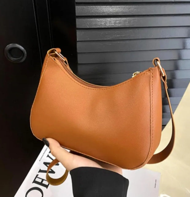 Brown Half Moon Crossbody Bag