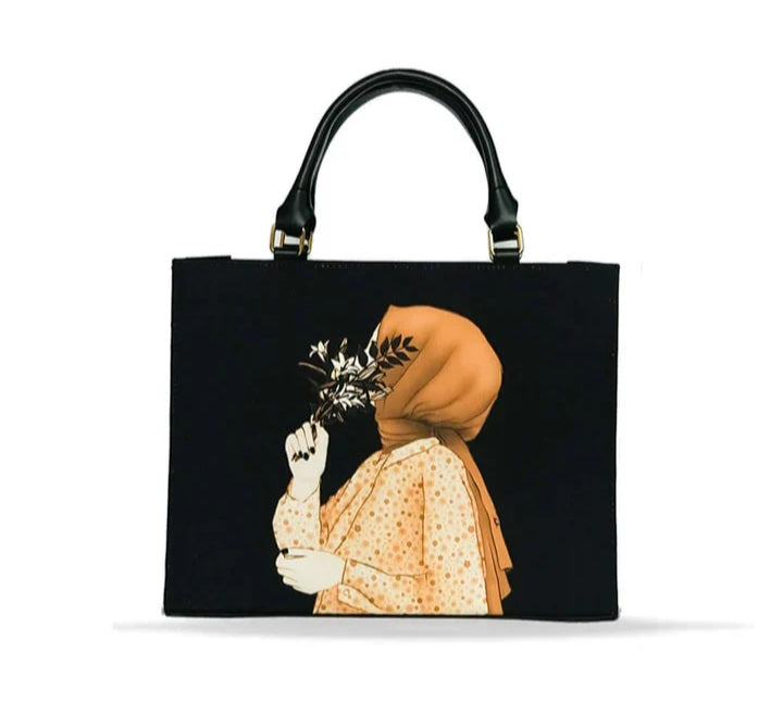 Hijab Girl Black Canvas Tote Bag