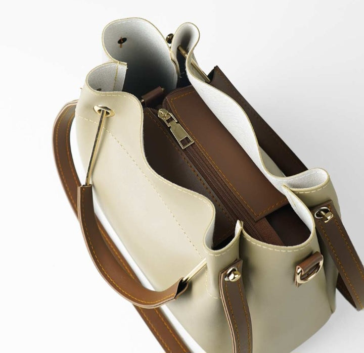 Emerald set of 2 Bag with pouch (Beige)