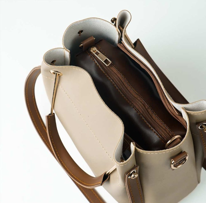 Emerald set of 2 Bag with pouch (Beige)