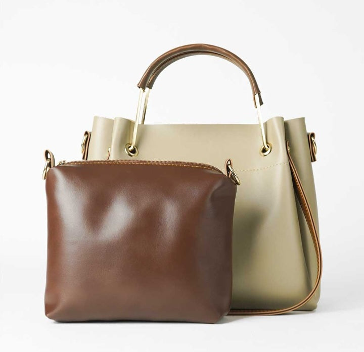 Emerald set of 2 Bag with pouch (Beige)