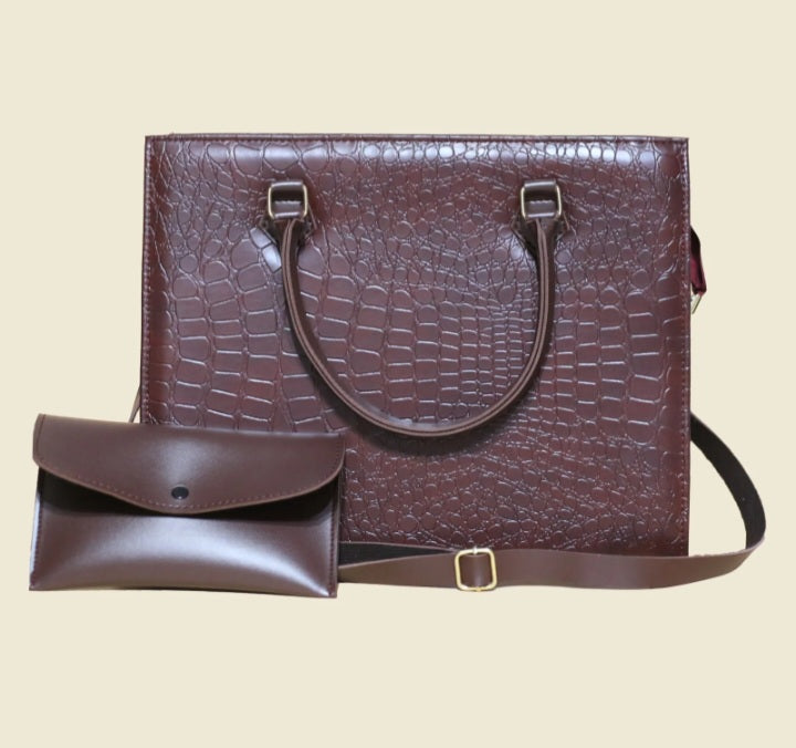 Croc Wine Red Luxe 2 Pcs Tote Set