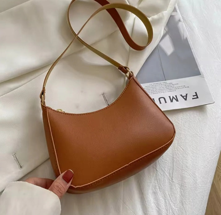 Brown Half Moon Crossbody Bag