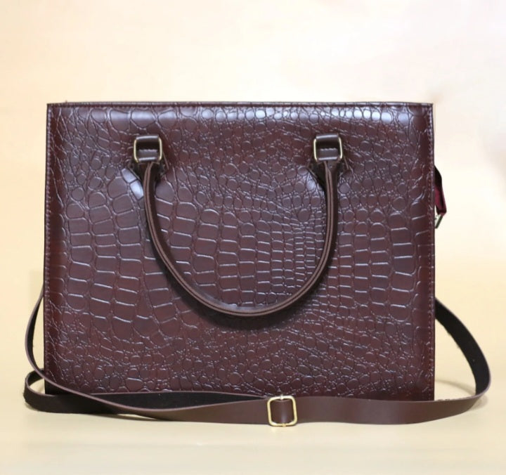 Croc Wine Red Luxe 2 Pcs Tote Set